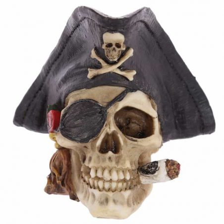 Calavera Decorativa Pirata con Cigarro 9 cm